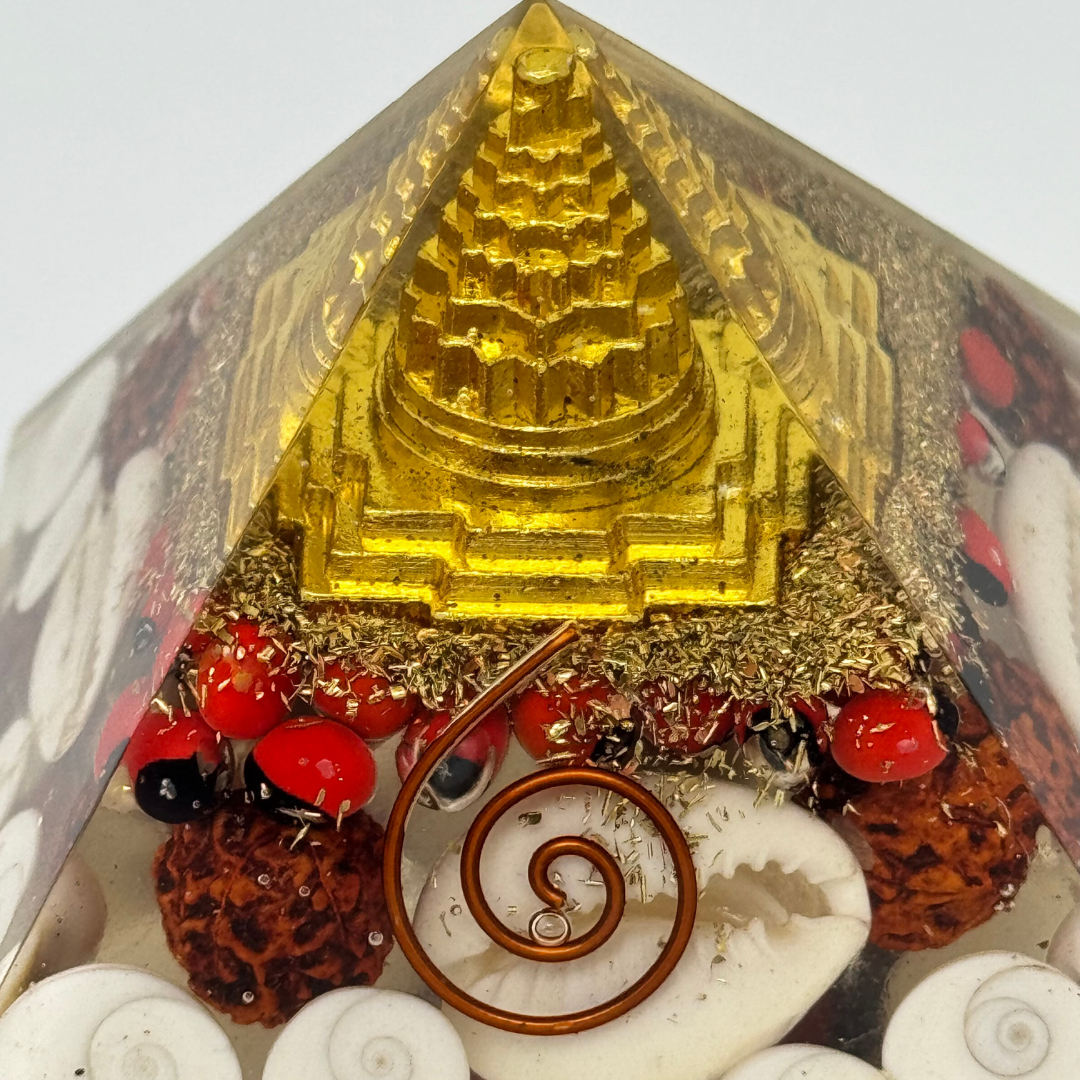 Golden Orgonite Energy Pyramid | Positivity & Protection