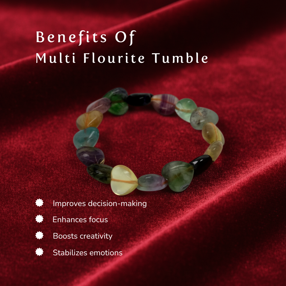 Multi Flourite Tumble Bracelet - Abhimantrit & Certified