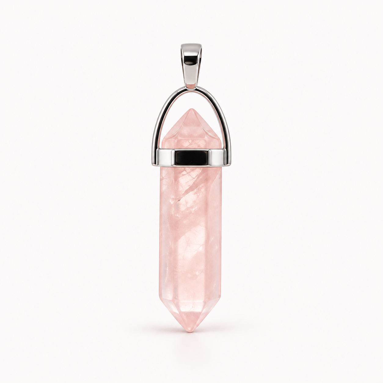 Rose Quartz Healing Crystal Point Pendant