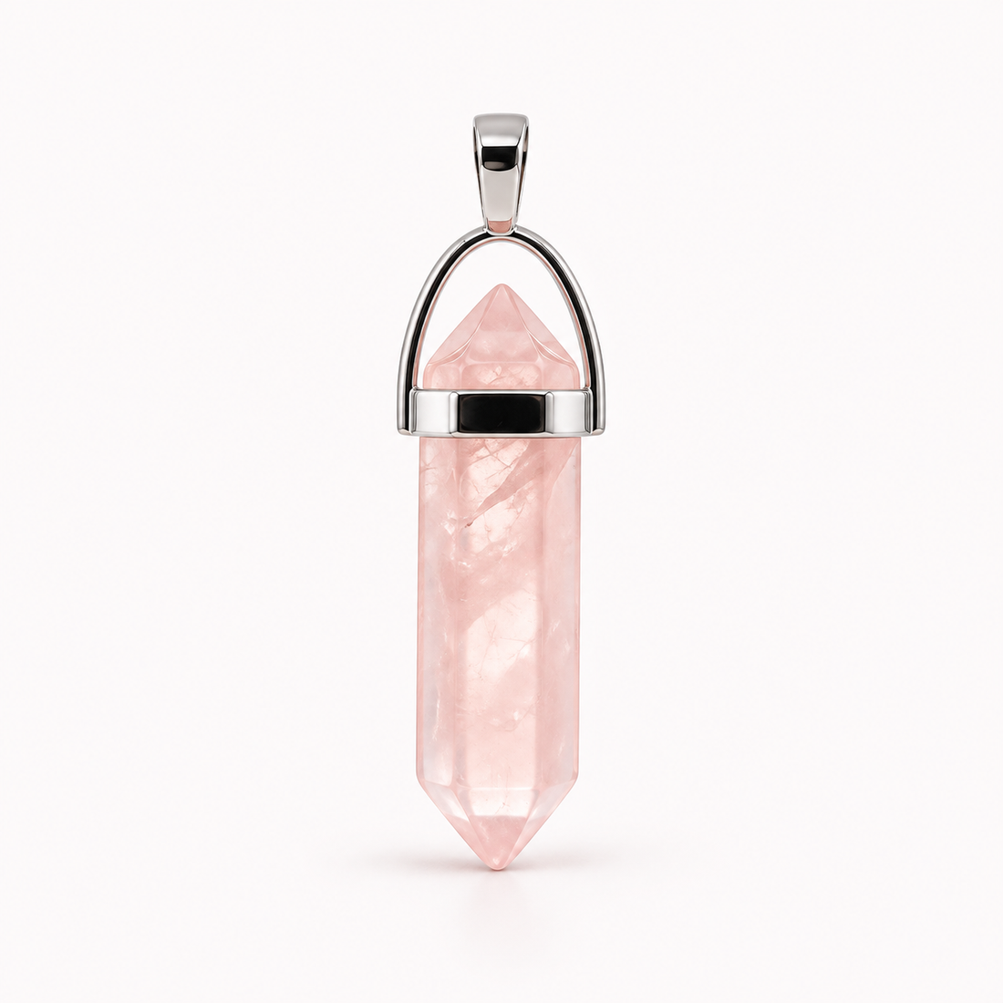 Rose Quartz Healing Crystal Point Pendant
