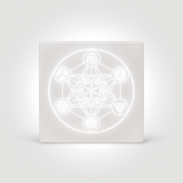 Merlin's Archangel Metatron Selenite Charging Plate (4 Inch) – Crystal Grid & Energy Cleansing Plate