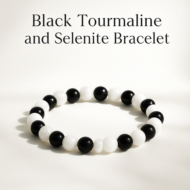 Black Tourmaline And Selenite Bracelet