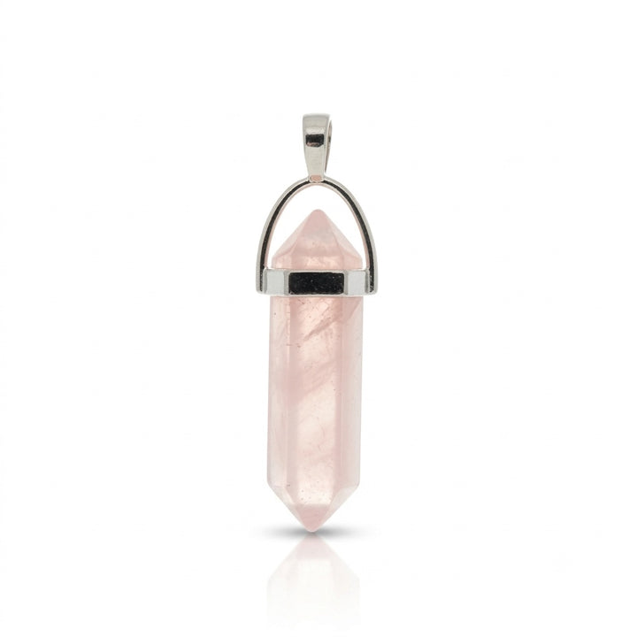 Rose Quartz Healing Crystal Point Pendant