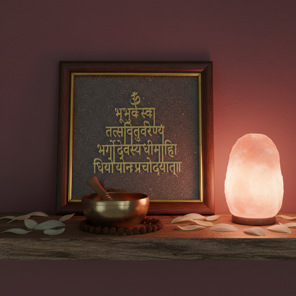 Gayatri Mantra Golden Vastu Wall Frame for Peace & Positivity