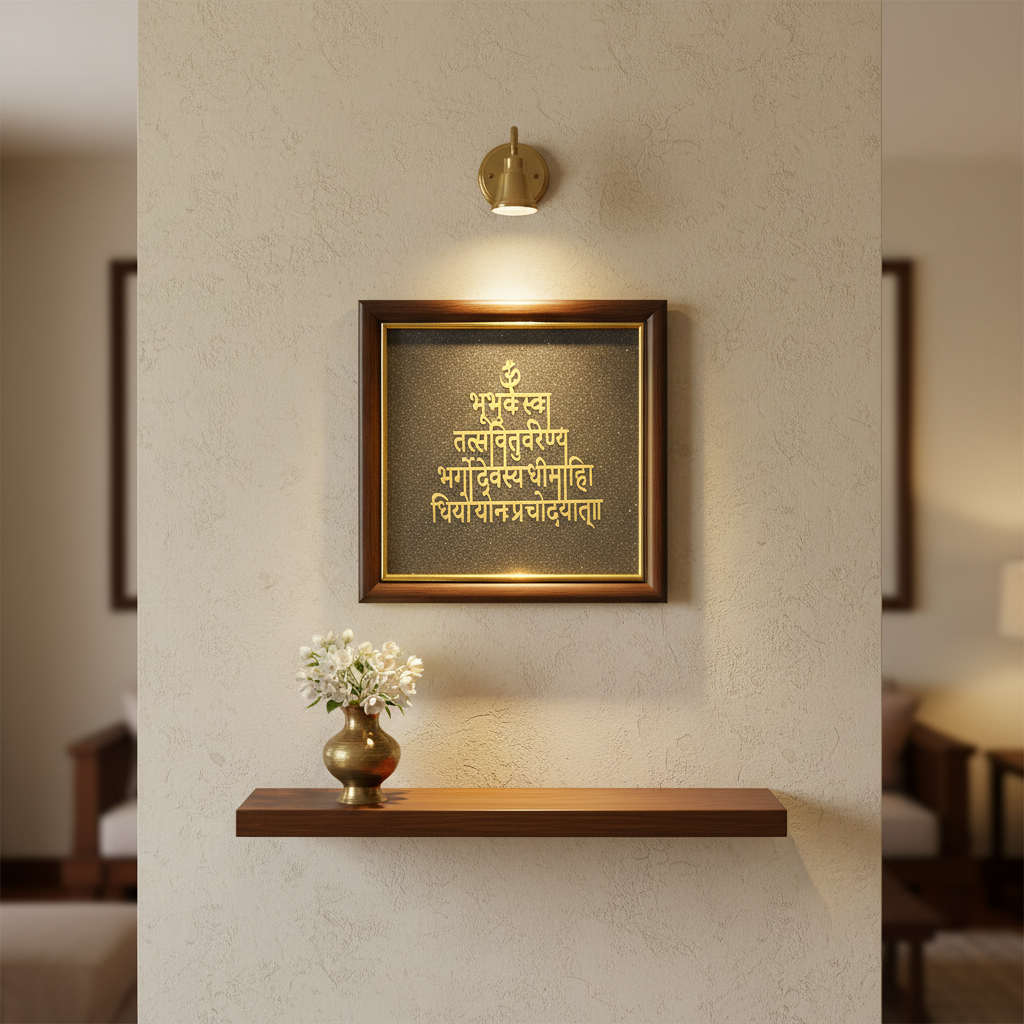 Gayatri Mantra Golden Vastu Wall Frame for Peace & Positivity