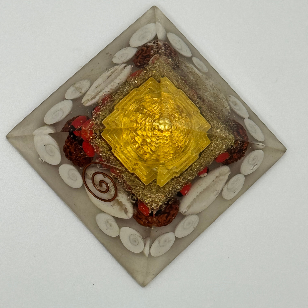 Golden Orgonite Energy Pyramid | Positivity & Protection