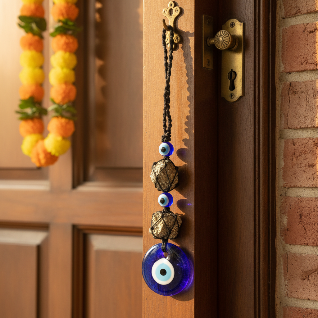 Evil Eye Nazar Hanging with Pyrite