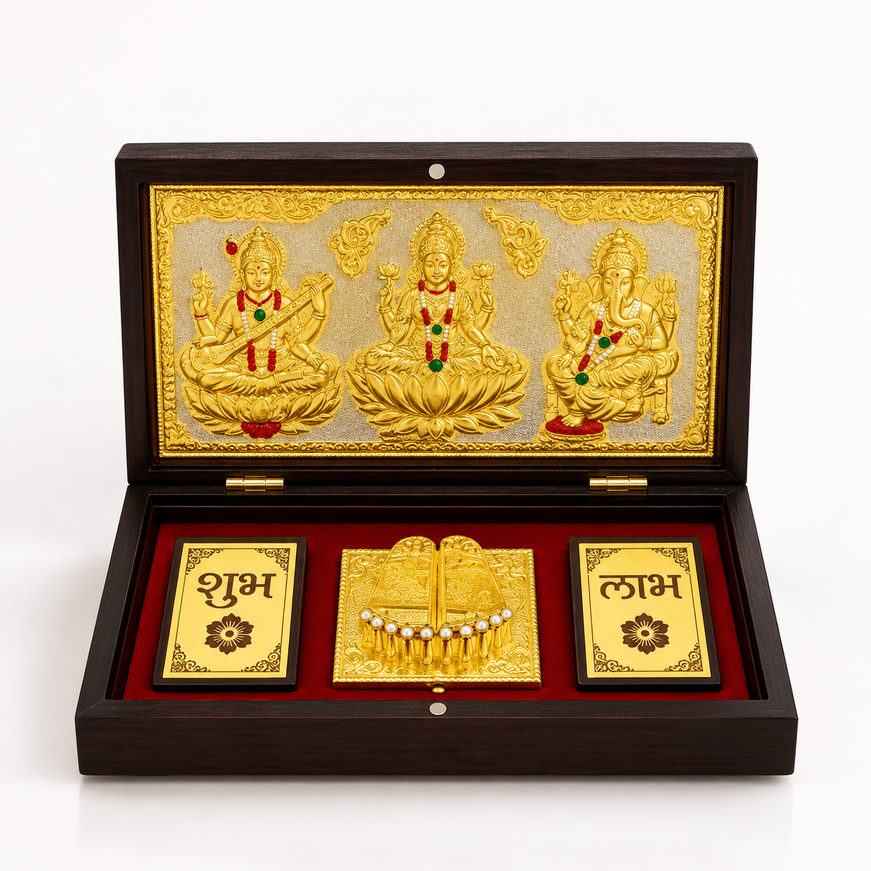 Golden Lakshmi Ganesh Saraswati Gift Set