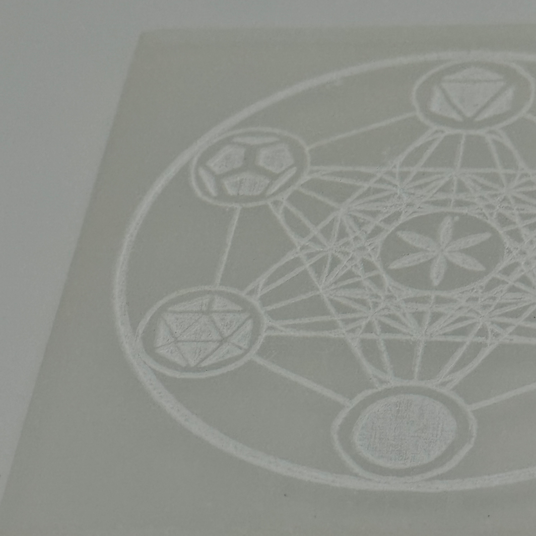 Merlin's Archangel Metatron Selenite Charging Plate (4 Inch) – Crystal Grid & Energy Cleansing Plate