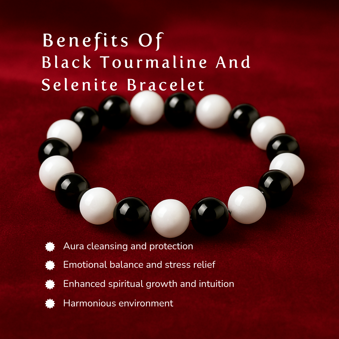 Black Tourmaline And Selenite Bracelet