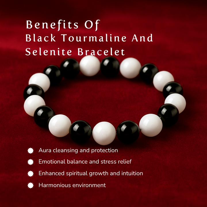Black Tourmaline And Selenite Bracelet