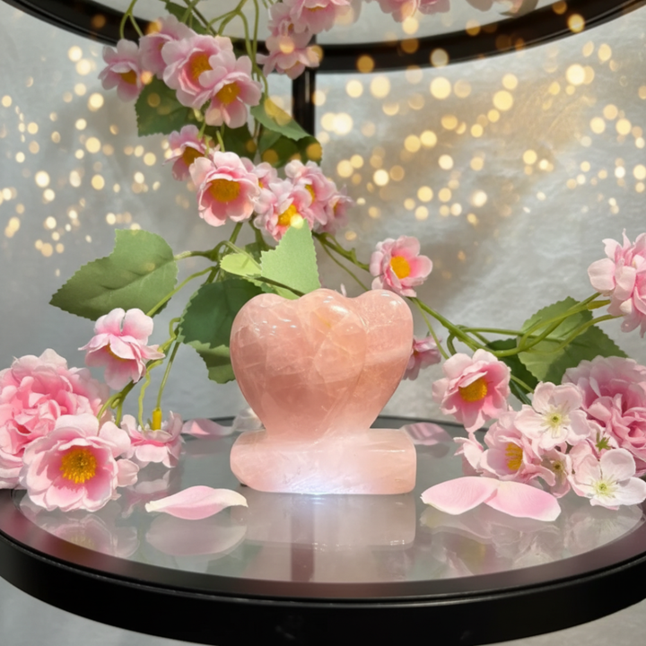 Rose Quartz Double Heart Crystal