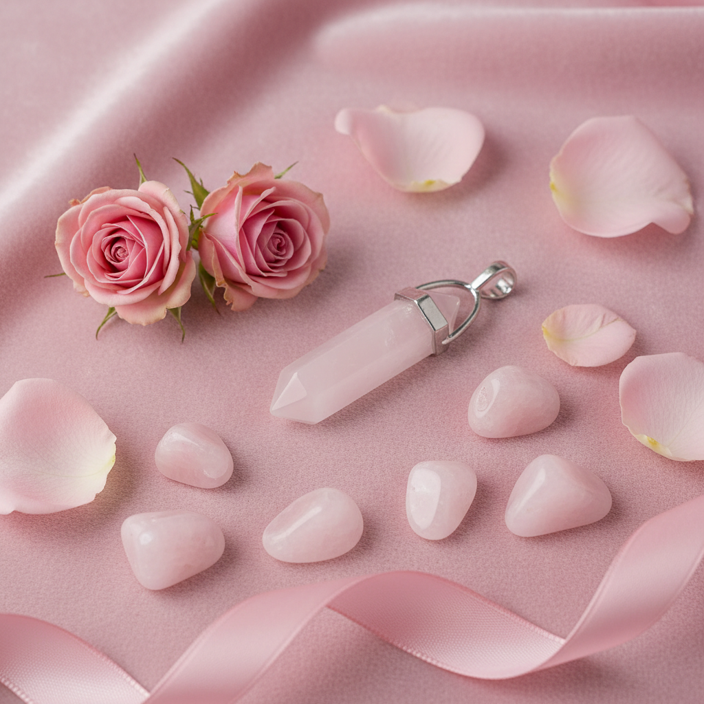 Rose Quartz Healing Crystal Point Pendant