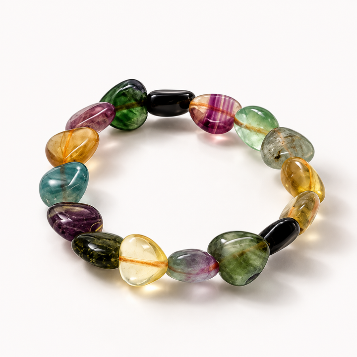 Multi Flourite Tumble Bracelet - Abhimantrit & Certified