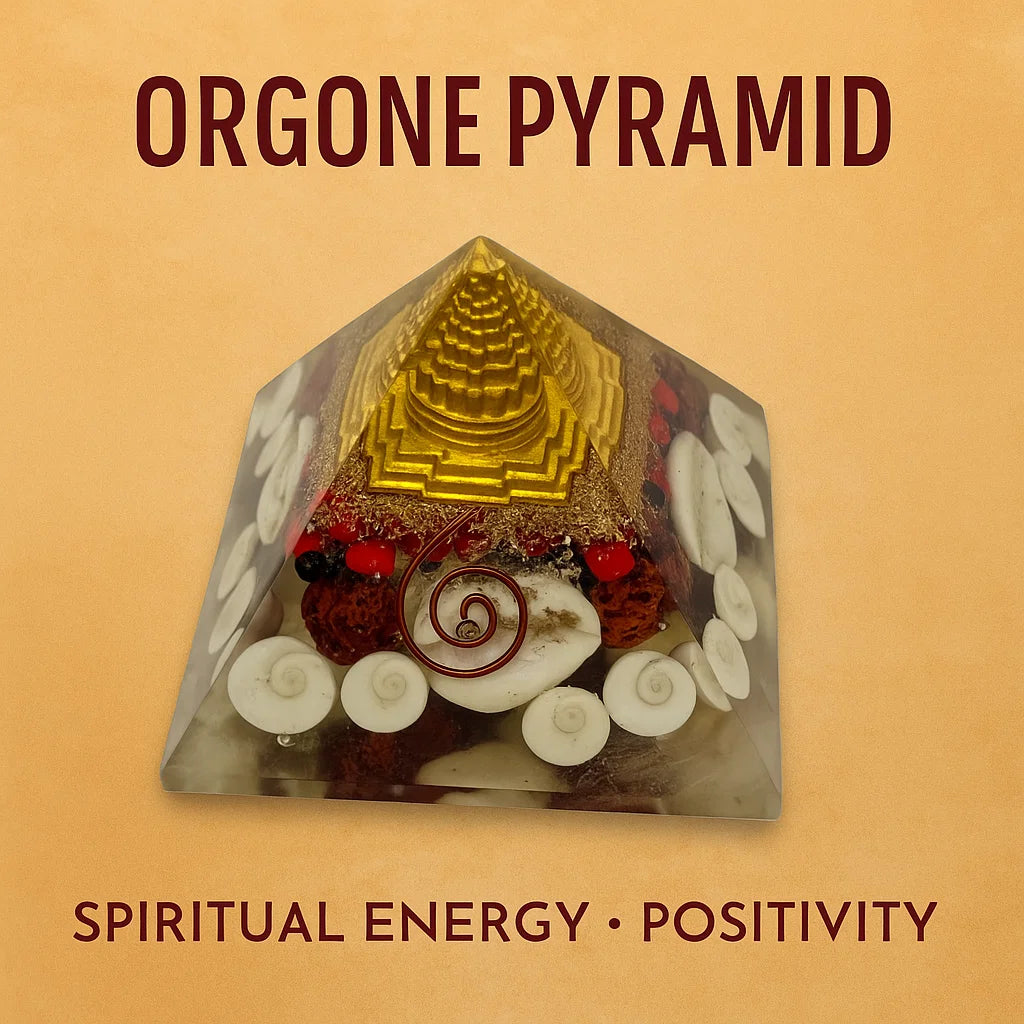 Golden Orgonite Energy Pyramid | Positivity & Protection