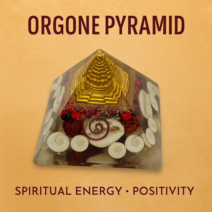 Golden Orgonite Energy Pyramid | Positivity & Protection