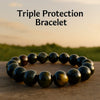 Triple Protection Bracelet Hematite, Tiger Eye, Black Obsidian