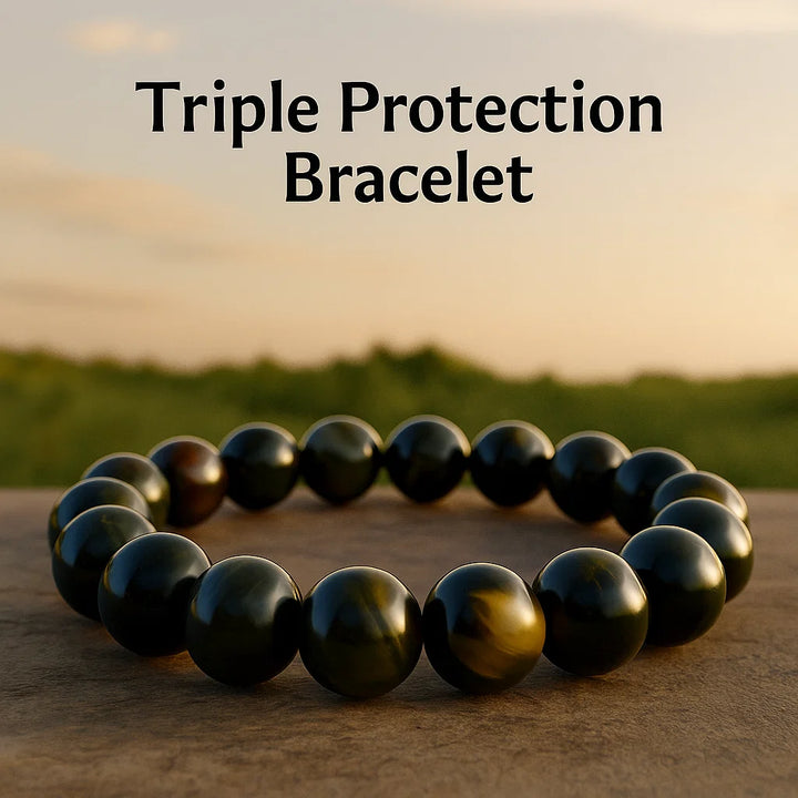 Triple Protection Bracelet Hematite, Tiger Eye, Black Obsidian
