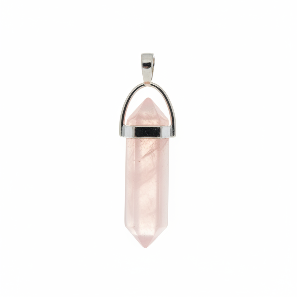 Rose Quartz Healing Crystal Point Pendant