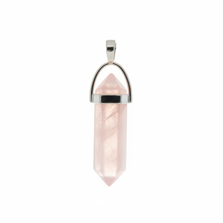 Rose Quartz Healing Crystal Point Pendant