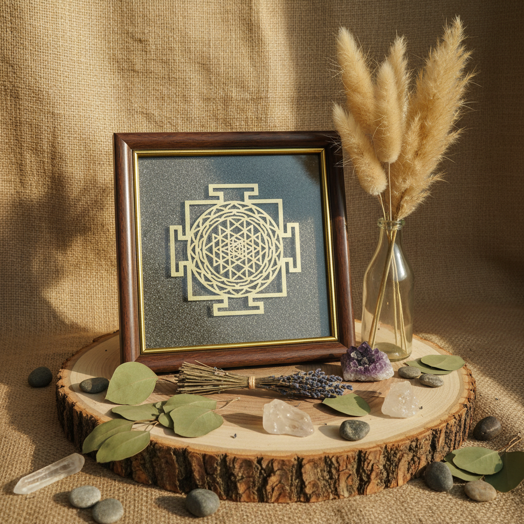 Shree Yantra Golden Vastu Wall Frame for Wealth & Harmony