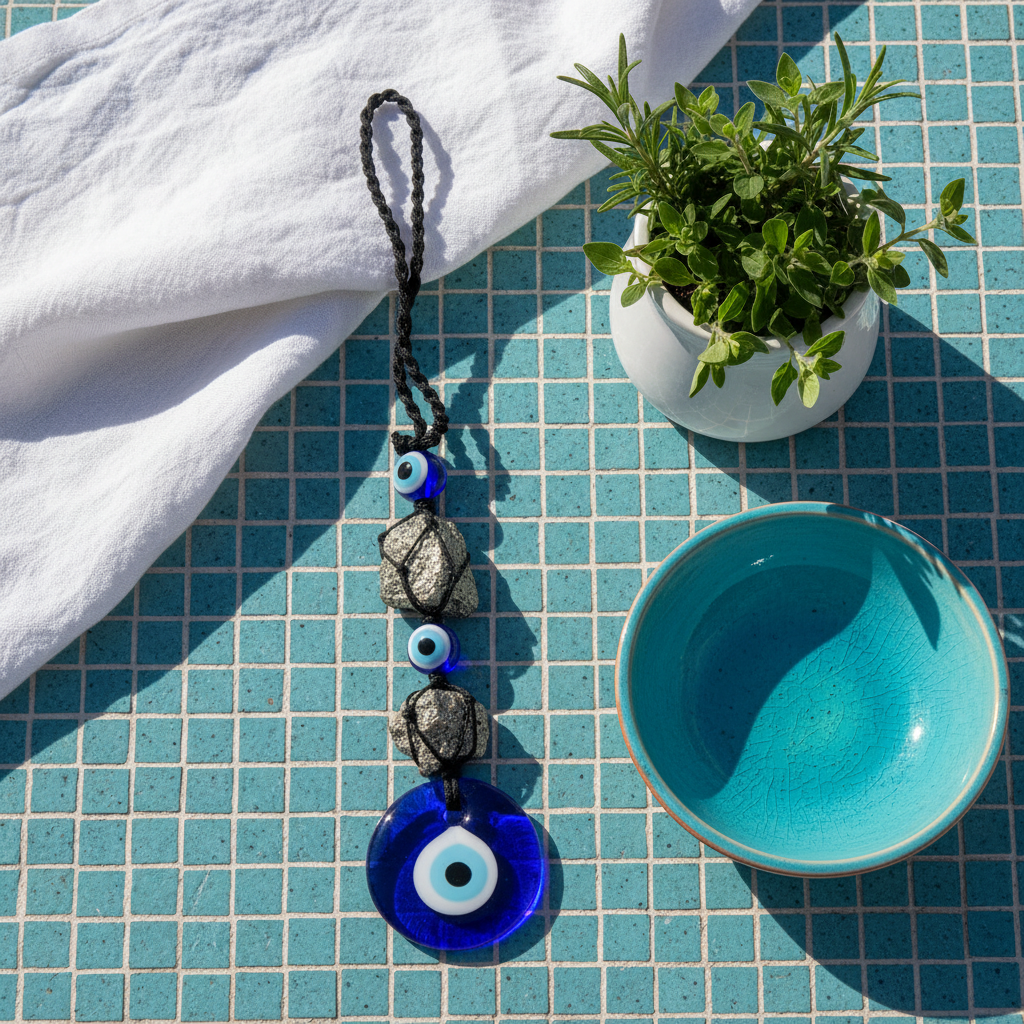 Evil Eye Nazar Hanging with Pyrite