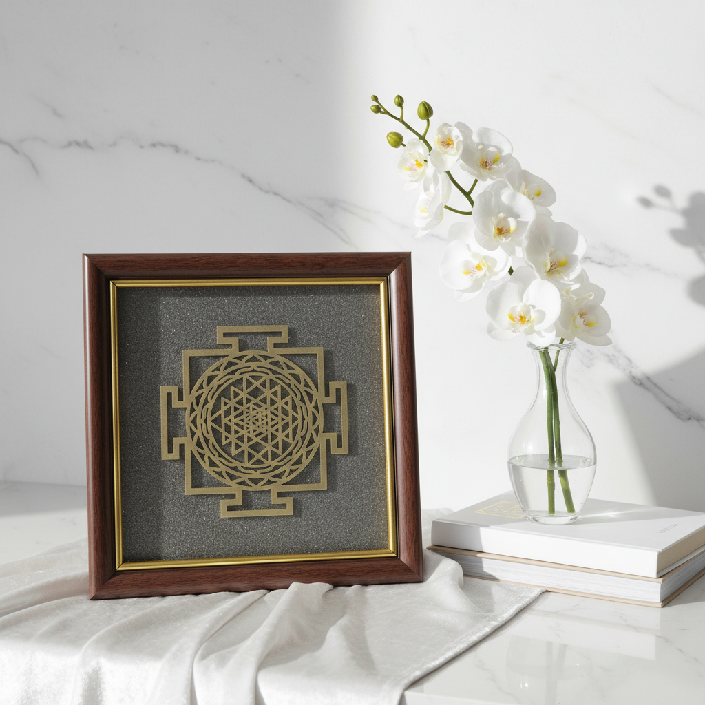 Shree Yantra Golden Vastu Wall Frame for Wealth & Harmony